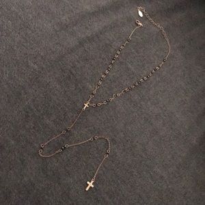 Aldo Black Beaded Rosary Bead Necklace